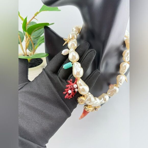 Statement Baroque Pearl Charm Necklace - Bold, Artistic & Unique - Picture 5 of 11